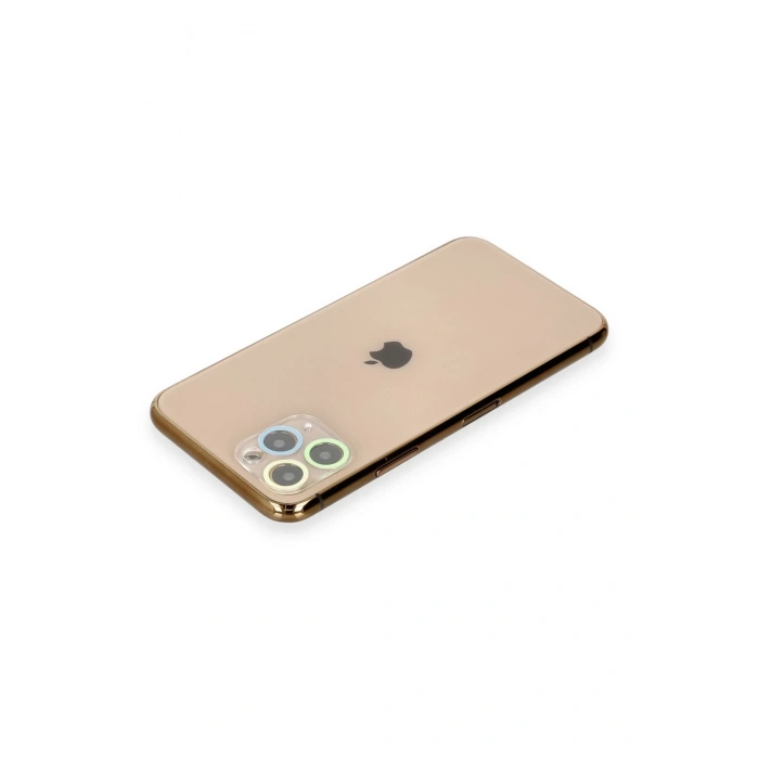 Mey İthalat®   iPhone 11 Pro Max Renkli Kamera Lens Koruma Cam - Yeşil-Sarı