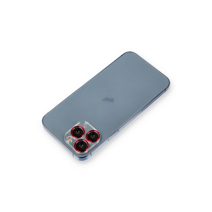 Mey İthalat®   iPhone 11 Pro Metal Kamera Lens Koruma Cam - Kırmızı