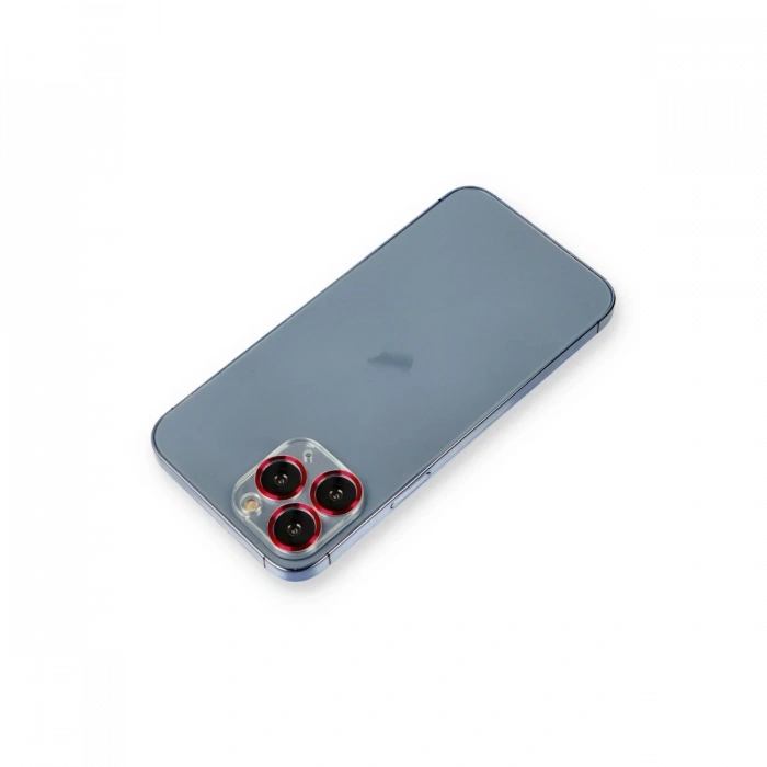Mey İthalat®   iPhone 11 Pro Metal Kamera Lens Koruma Cam - Kırmızı