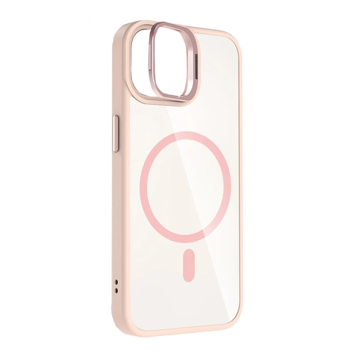 Mey İthalat®   iPhone 11 Remim Lensli Magsafe Standlı Kapak - Pembe