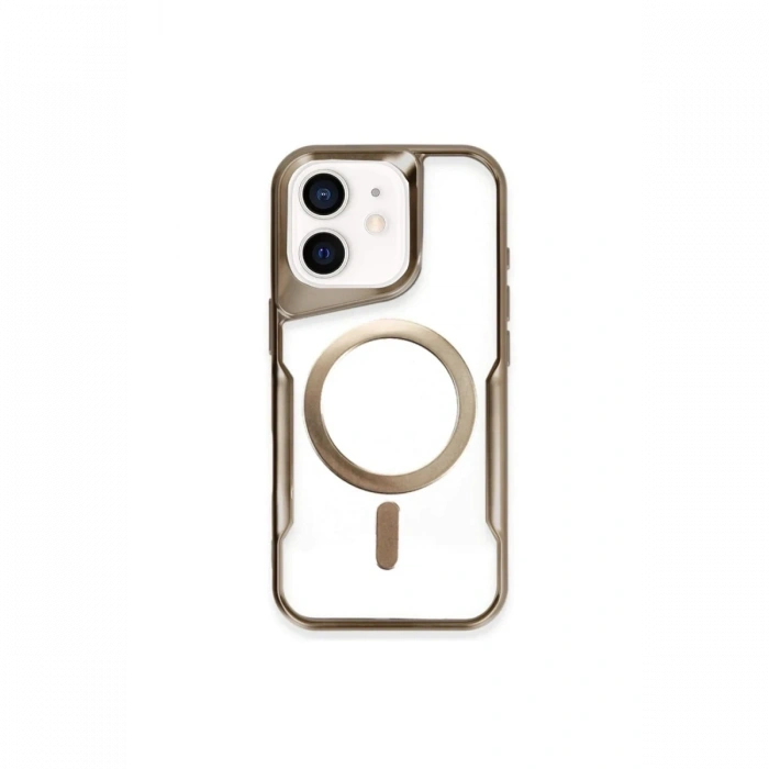 Mey İthalat®   iPhone 12 Kılıf Boyi Magsafe Silikon Kapak - Kahverengi