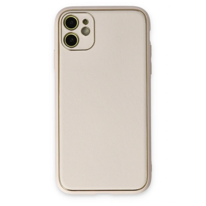 Mey İthalat®   iPhone 12 Kılıf Coco Deri Silikon Kapak - Beyaz