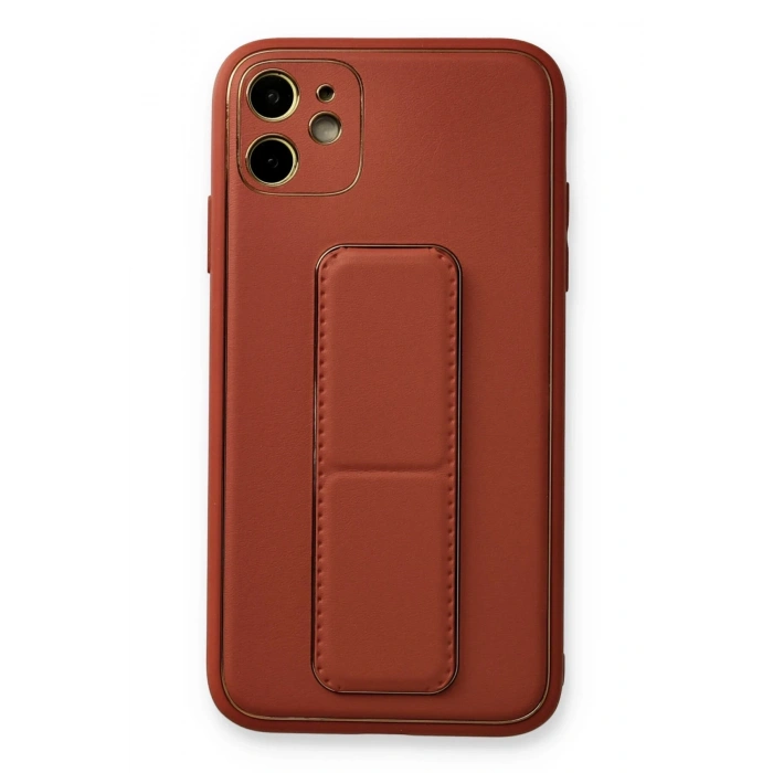 Mey İthalat®   iPhone 12 Kılıf Coco Deri Standlı Kapak - Fuşya