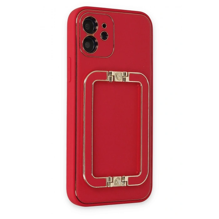 Mey İthalat®   iPhone 12 Kılıf Coco Elit Kapak - Kırmızı