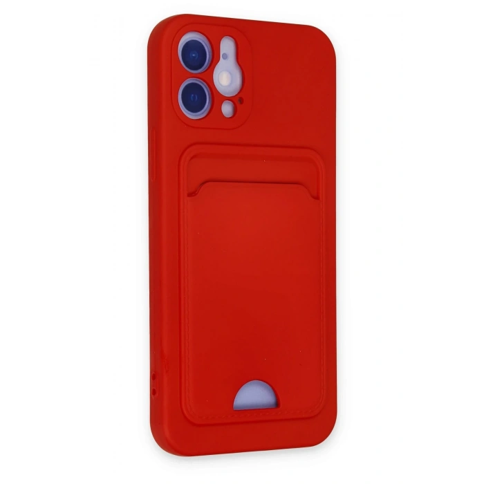Mey İthalat®   iPhone 12 Kılıf Kelvin Kartvizitli Silikon - Kırmızı