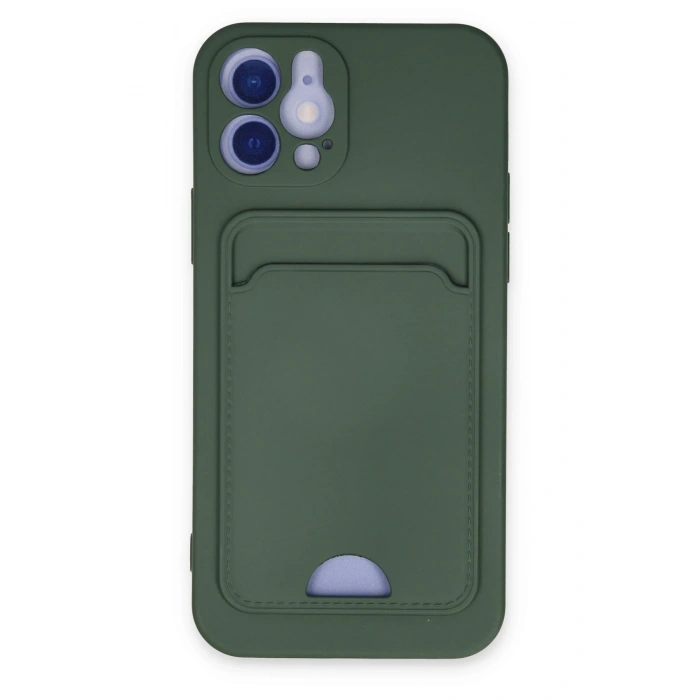 Mey İthalat®   iPhone 12 Kılıf Kelvin Kartvizitli Silikon - Koyu Yeşil