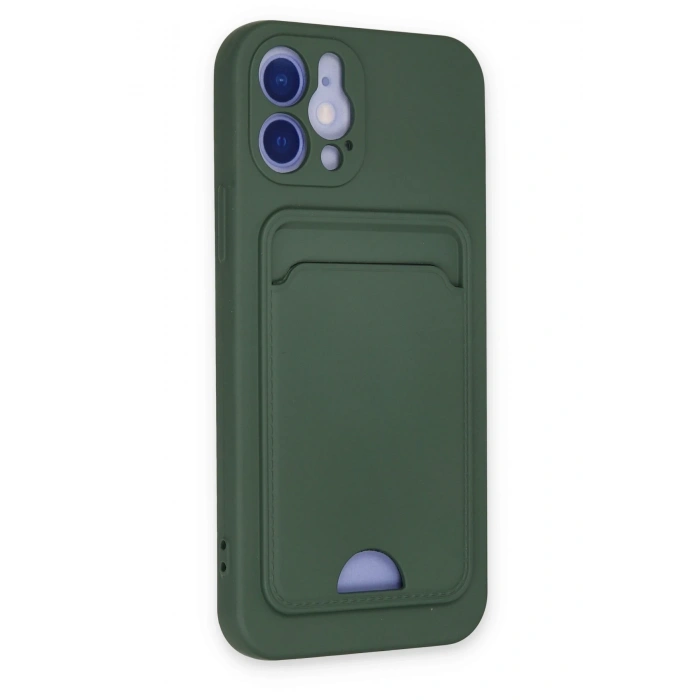 Mey İthalat®   iPhone 12 Kılıf Kelvin Kartvizitli Silikon - Koyu Yeşil