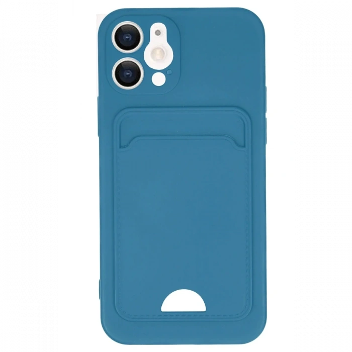 Mey İthalat®   iPhone 12 Kılıf Kelvin Kartvizitli Silikon - Mavi