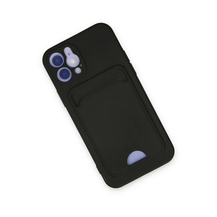 Mey İthalat®   iPhone 12 Kılıf Kelvin Kartvizitli Silikon - Siyah