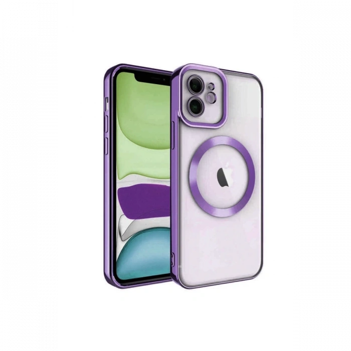 Mey İthalat®   iPhone 12 Kılıf Kross Magneticsafe Kapak - Mor