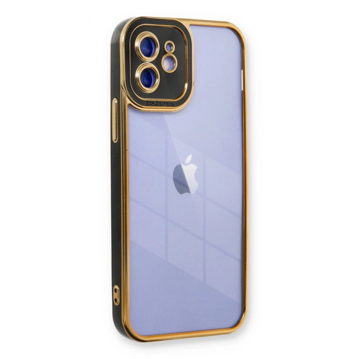 Mey İthalat®   iPhone 12 Kılıf Liva Lens Silikon - Siyah