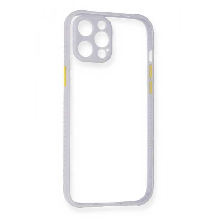 Mey İthalat®   iPhone 12 Kılıf Miami Şeffaf Silikon - Lila