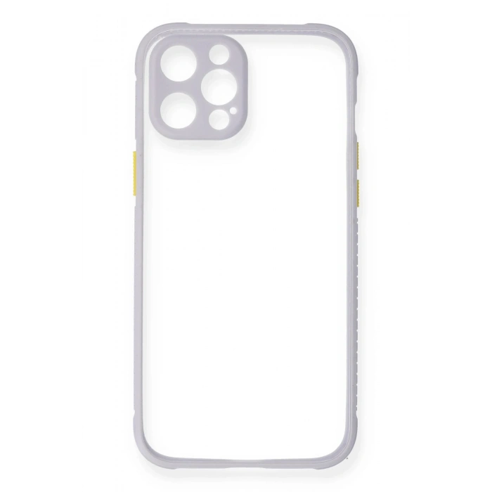 Mey İthalat®   iPhone 12 Kılıf Miami Şeffaf Silikon - Lila