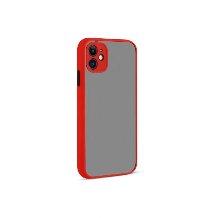 Mey İthalat®   iPhone 12 Kılıf Montreal Silikon Kapak - Kırmızı