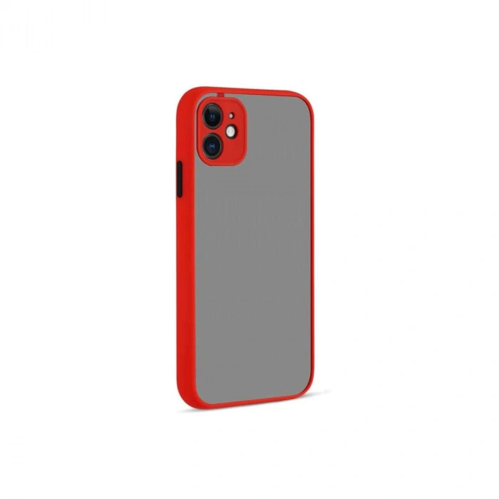 Mey İthalat®   iPhone 12 Kılıf Montreal Silikon Kapak - Kırmızı