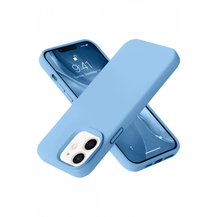 Mey İthalat®   iPhone 12 Kılıf Nano içi Kadife Silikon - Mavi