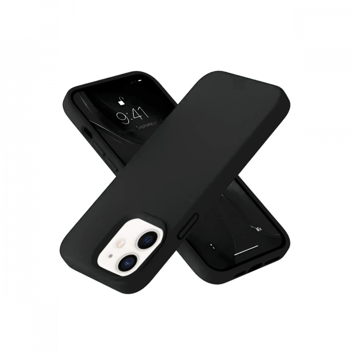 Mey İthalat®   iPhone 12 Kılıf Nano içi Kadife Silikon- Siyah