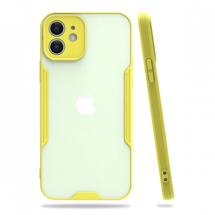 Mey İthalat®   iPhone 12 Kılıf Platin Silikon - Sarı