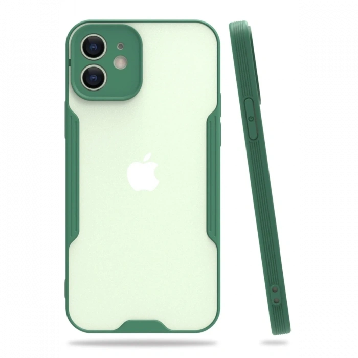 Mey İthalat®   iPhone 12 Kılıf Platin Silikon - Yeşil