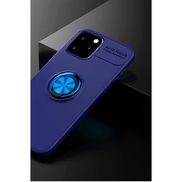 Mey İthalat®   iPhone 12 Kılıf Range Yüzüklü Silikon - Mavi
