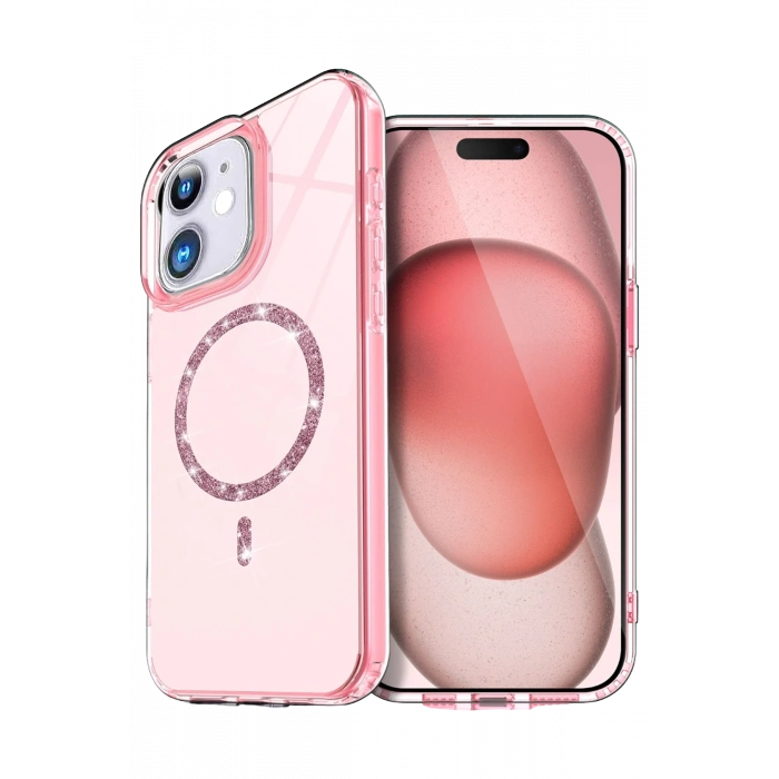 Mey İthalat®   iPhone 12 Live Diamond Magsafe Kapak - Pembe