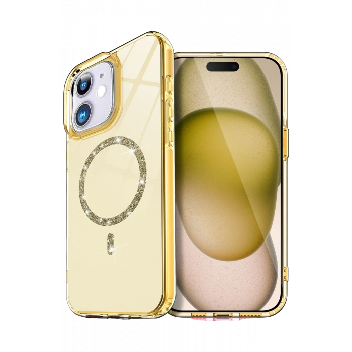 Mey İthalat®   iPhone 12 Live Diamond Magsafe Kapak - Sarı