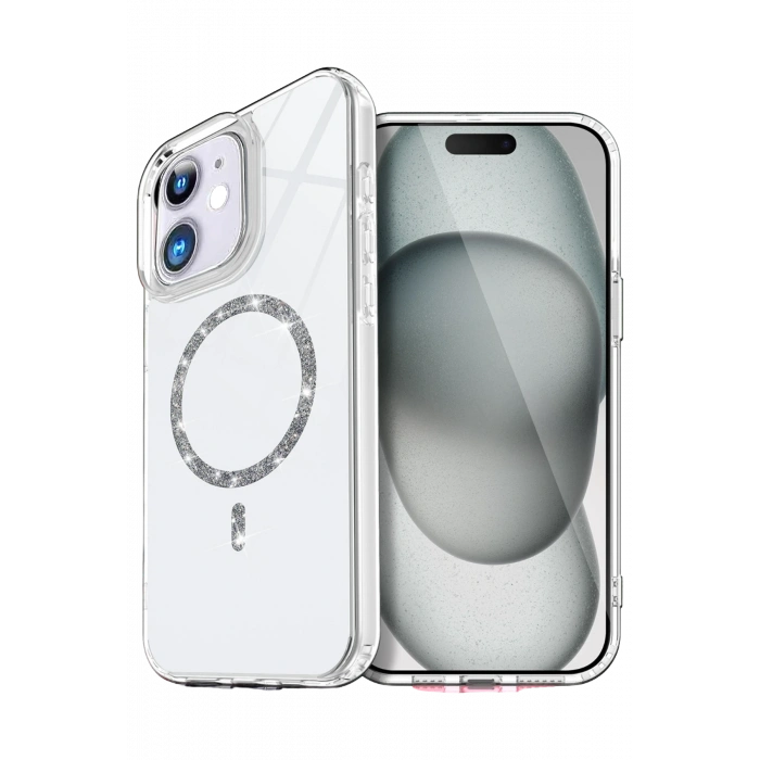 Mey İthalat®   iPhone 12 Live Diamond Magsafe Kapak - Şeffaf