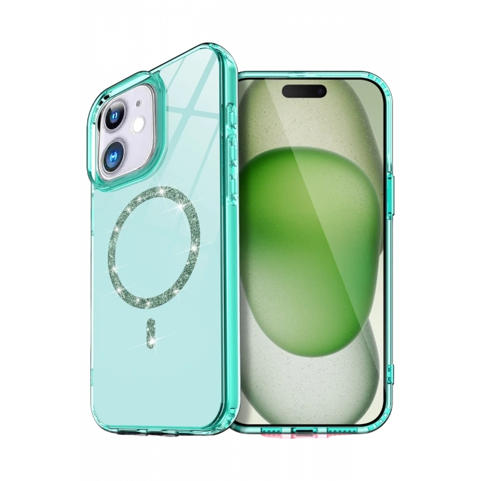 Mey İthalat®   iPhone 12 Live Diamond Magsafe Kapak - Yeşil