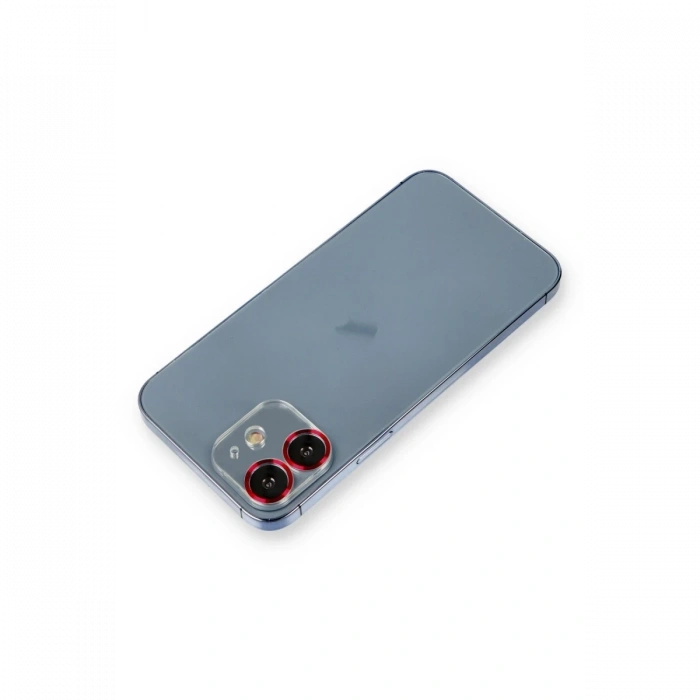 Mey İthalat®   iPhone 12 Metal Kamera Lens Koruma Cam - Kırmızı