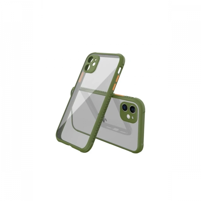 Mey İthalat®   iPhone 12 Mini Kılıf Miami Şeffaf Silikon - Koyu Yeşil