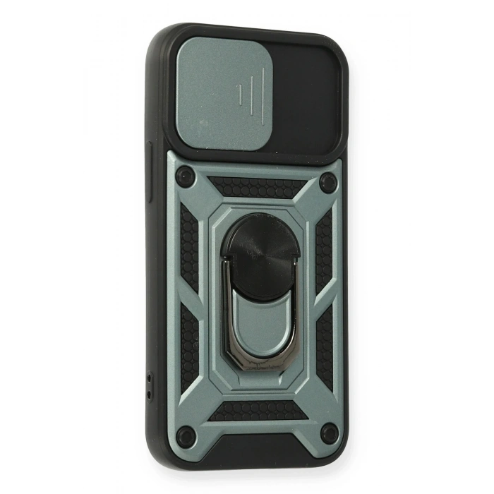 Mey İthalat®   iPhone 12 Mini Kılıf Pars Lens Yüzüklü Silikon - Yeşil