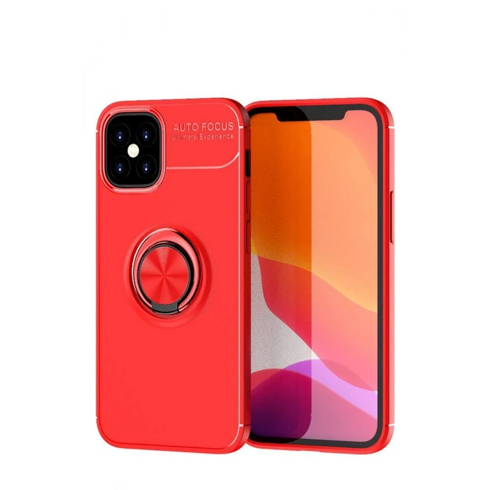 Mey İthalat®   iPhone 12 Mini Kılıf Range Yüzüklü Silikon - Kırmızı