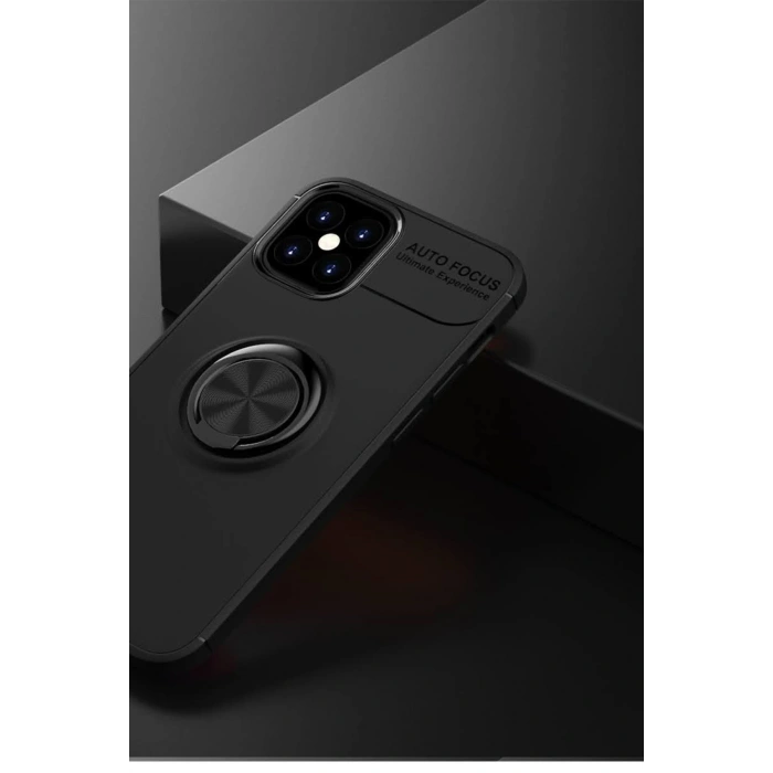Mey İthalat®   iPhone 12 Mini Kılıf Range Yüzüklü Silikon - Siyah