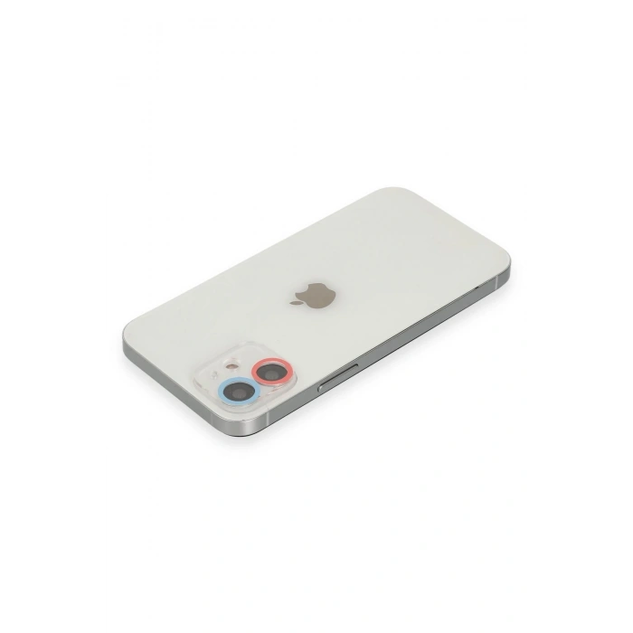Mey İthalat®   iPhone 12 Mini Renkli Kamera Lens Koruma Cam - Pembe-Mavi