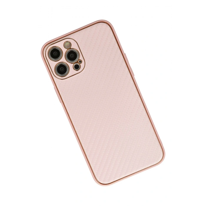 Mey İthalat®   iPhone 12 Pro Kılıf Coco Karbon Silikon - Pembe