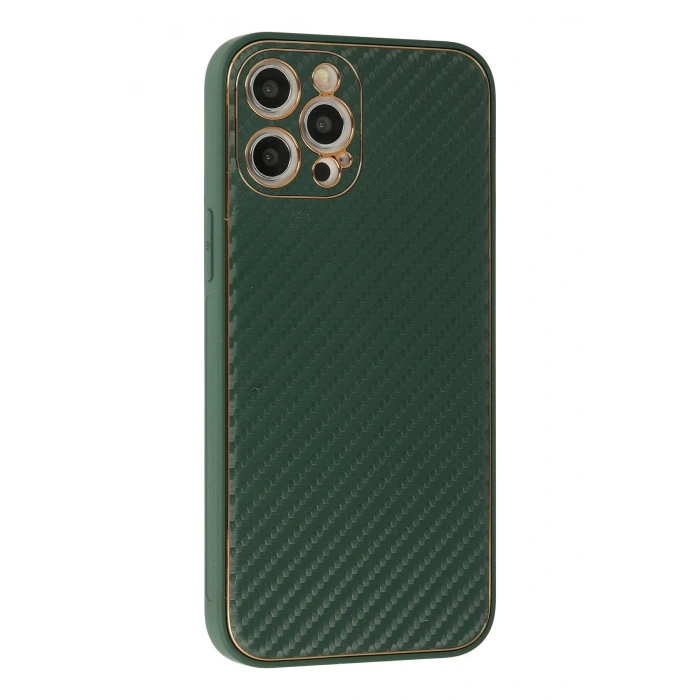 Mey İthalat®   iPhone 12 Pro Kılıf Coco Karbon Silikon - Yeşil