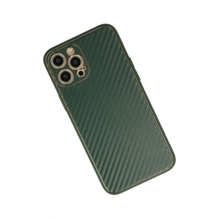 Mey İthalat®   iPhone 12 Pro Kılıf Coco Karbon Silikon - Yeşil
