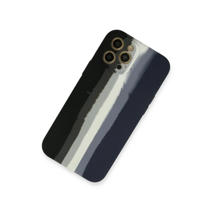 Mey İthalat®   iPhone 12 Pro Kılıf Ebruli Lansman Silikon - Siyah-Lacivert