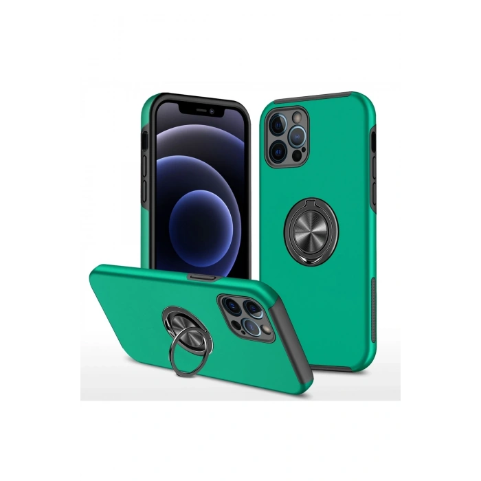Mey İthalat®   iPhone 12 Pro Kılıf Elit Yüzüklü Kapak - Yeşil
