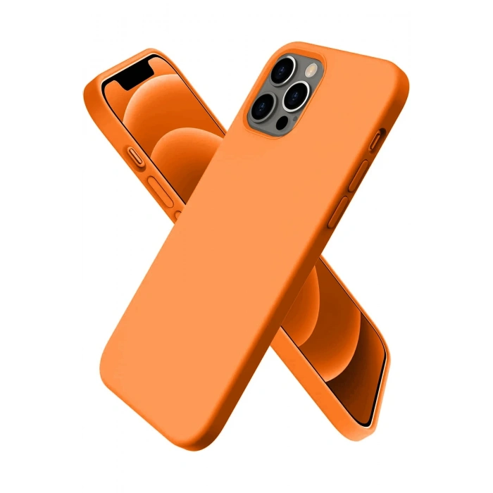 Mey İthalat®   iPhone 12 Pro Kılıf First Silikon - Turuncu