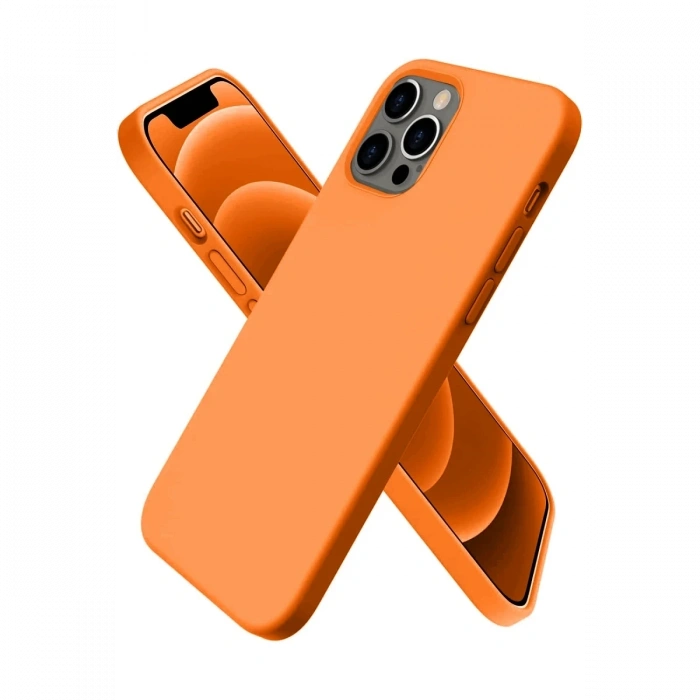 Mey İthalat®   iPhone 12 Pro Kılıf First Silikon - Turuncu