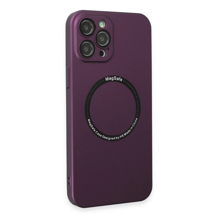 Mey İthalat®   iPhone 12 Pro Kılıf Jack Magneticsafe Lens Silikon - Mürdüm