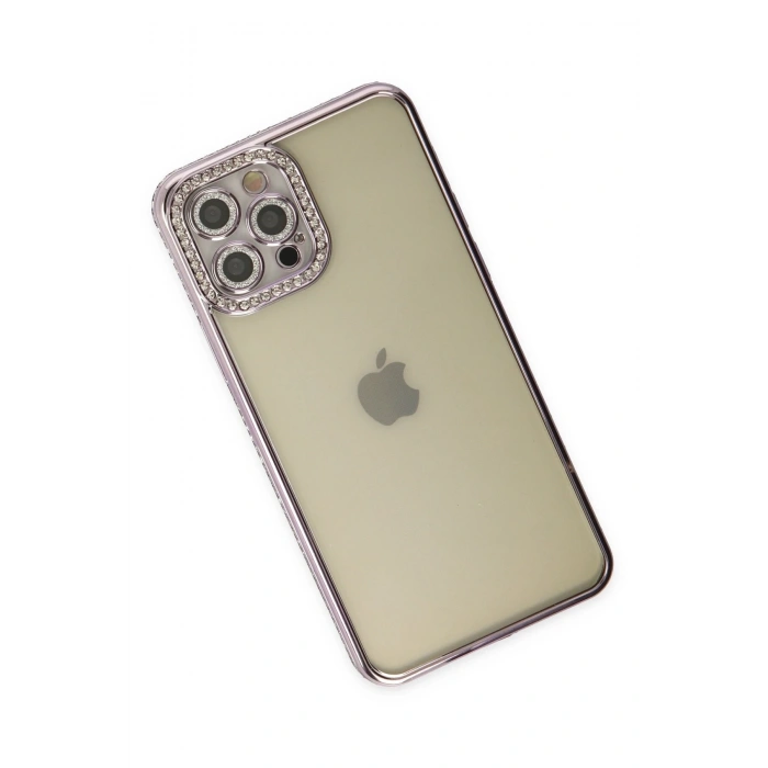 Mey İthalat®   iPhone 12 Pro Kılıf Joke Taşlı Silikon - Mor