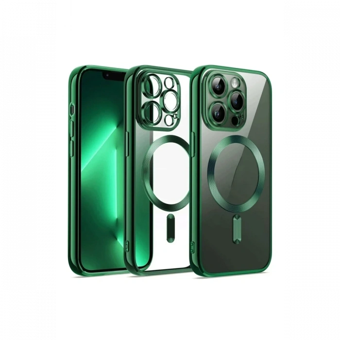Mey İthalat®   iPhone 12 Pro Kılıf Kross Magneticsafe Kapak - Koyu Yeşil