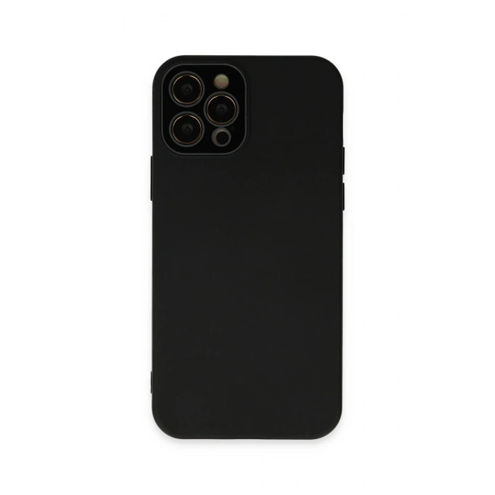 Mey İthalat®   iPhone 12 Pro Kılıf Lansman Glass Kapak - Siyah