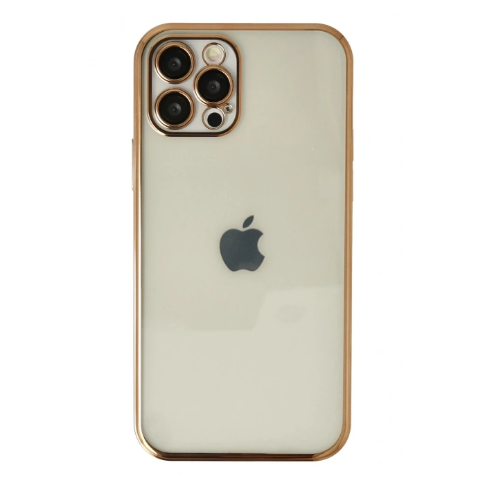 Mey İthalat®   iPhone 12 Pro Kılıf  Lensli Silikon - Gold