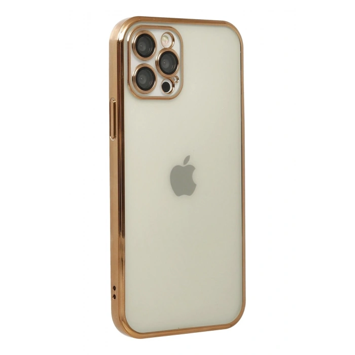 Mey İthalat®   iPhone 12 Pro Kılıf  Lensli Silikon - Gold