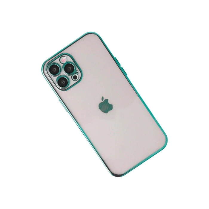 Mey İthalat®   iPhone 12 Pro Kılıf  Lensli Silikon - Yeşil