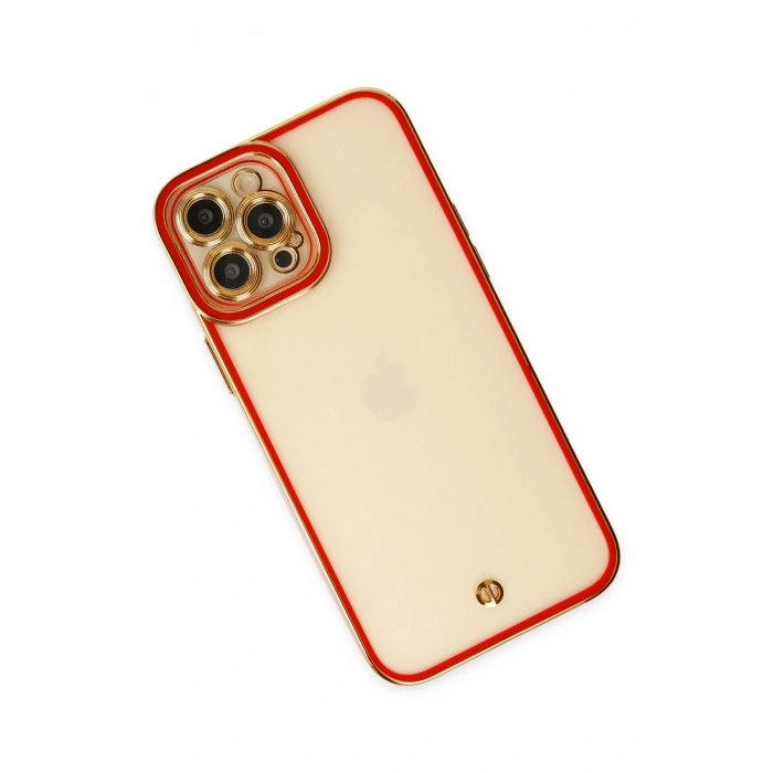 Mey İthalat®   iPhone 12 Pro Kılıf Liva Lens Silikon - Kırmızı