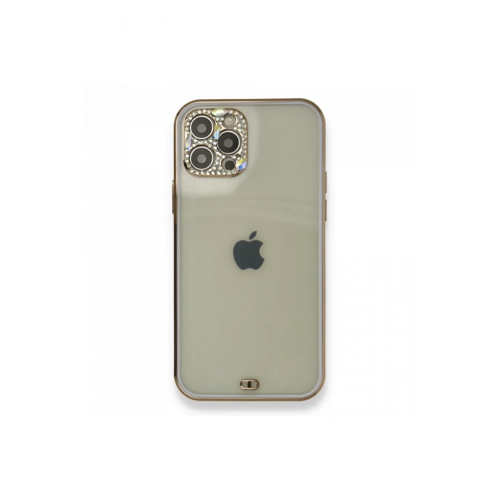 Mey İthalat®   iPhone 12 Pro Kılıf Liva Taşlı Silikon - Mor